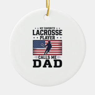 Funny Lacrosse Dad American Flag Vintage Shirt Des Ceramic Ornament
