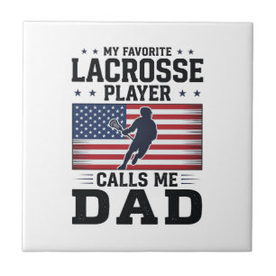 Funny Lacrosse Dad American Flag Vintage Shirt Des Ceramic Tile