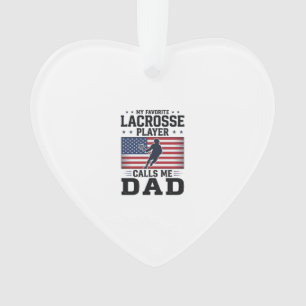Funny Lacrosse Dad American Flag Vintage Shirt Des Ornament