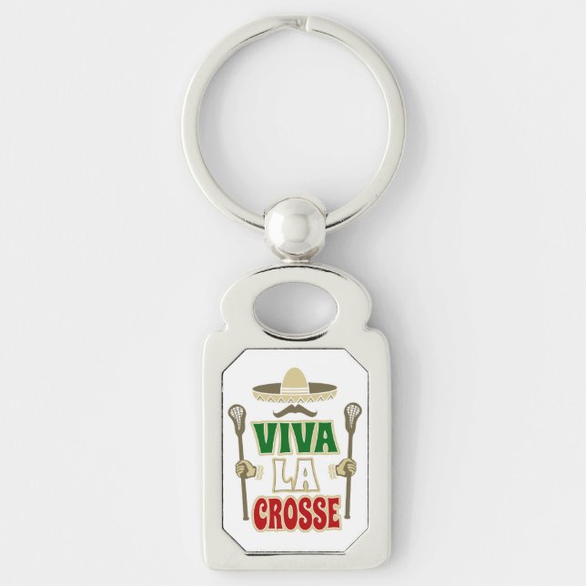 Funny Lacrosse Keychain - Lax Gift VIVA LA CROSSE (Front)