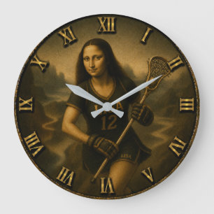 Funny Lacrosse Mona Lisa LAX Sports Gift Large Clock
