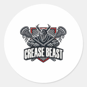 Funny Lacrosse Ops Warning Of Crease Beast Lax Goa Classic Round Sticker