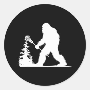Funny Lacrosse Sasquatch Lax Bigfoot  Classic Round Sticker