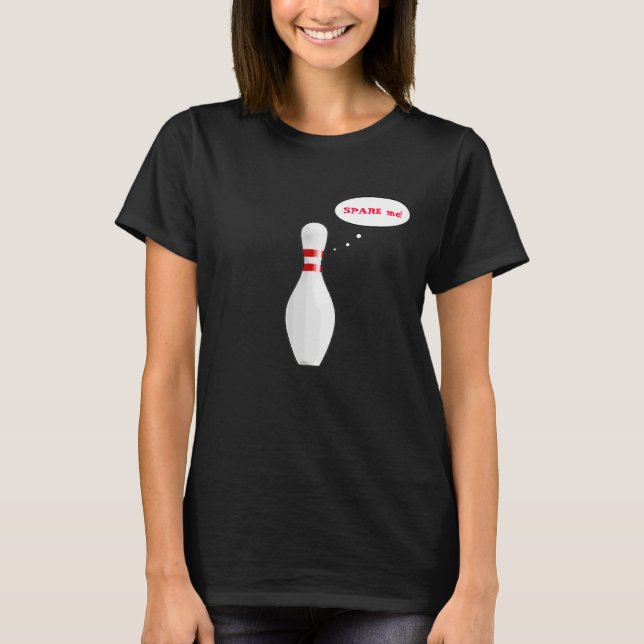 Funny Ladies Bowling Pin Cartoon Team Name Black T-Shirt (Front)