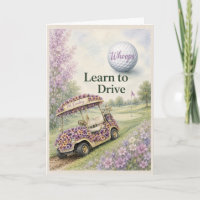 Funny Ladies Golf Happy Birthday Floral Golf Cart
