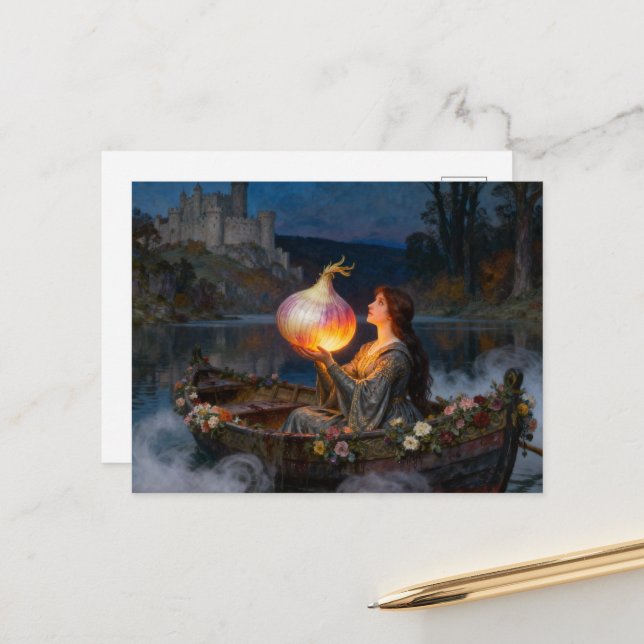 Funny Lady of Shallot Parody Postcard (Front/Back In Situ)