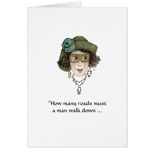 Funny Lady Questions Lost Man Card (Front)