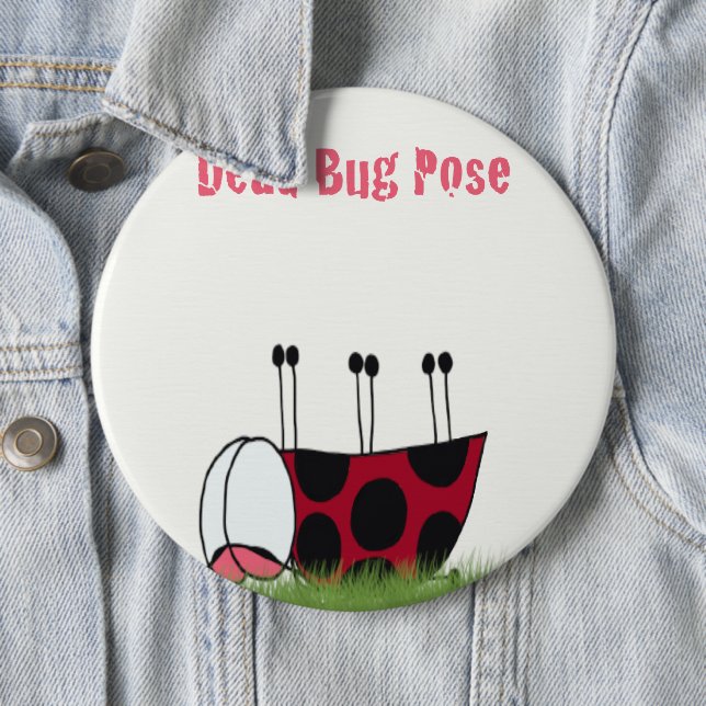 Funny Ladybug Dead Bug Yoga Pose 6 Cm Round Badge (In Situ)