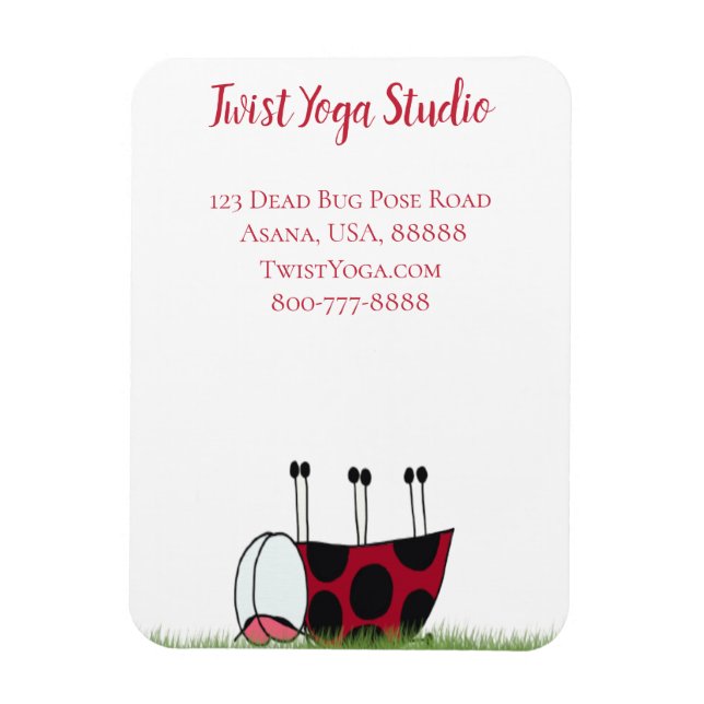 Funny Ladybug Dead Bug Yoga Pose Business Card Magnet (Vertical)