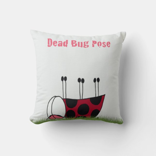 Funny Ladybug Dead Bug Yoga Pose Cushion (Front)
