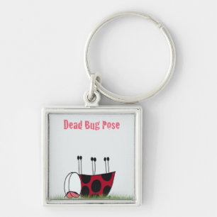 Funny Ladybug Dead Bug Yoga Pose Key Ring