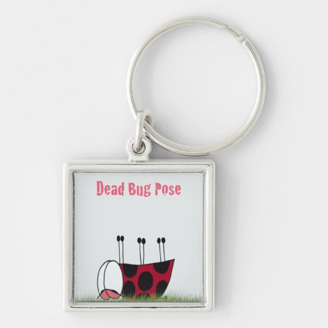 Funny Ladybug Dead Bug Yoga Pose Key Ring (Front)
