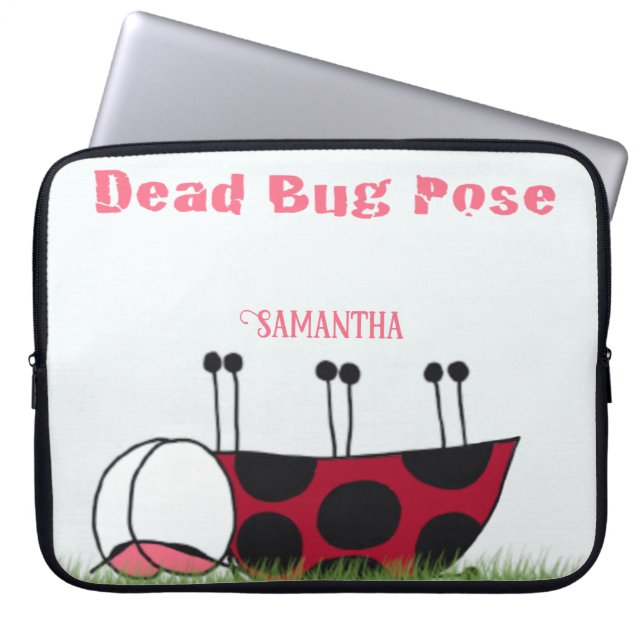 Funny Ladybug Dead Bug Yoga Pose Laptop Sleeve (Front)