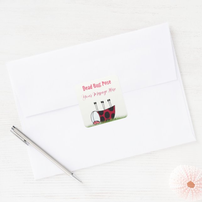 Funny Ladybug Dead Bug Yoga Pose Square Sticker (Envelope)