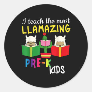 Funny Lama School Teachers Gift Back To School Pre Classic Round Sticker