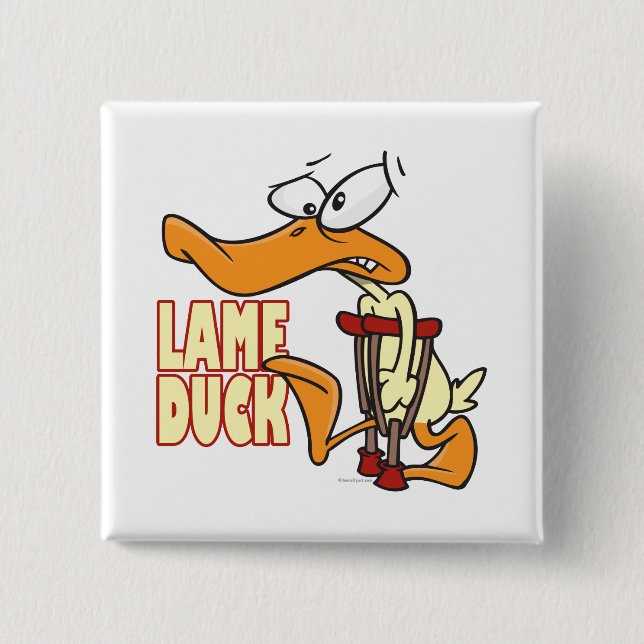 funny lame duck cartoon 15 cm square badge (Front)