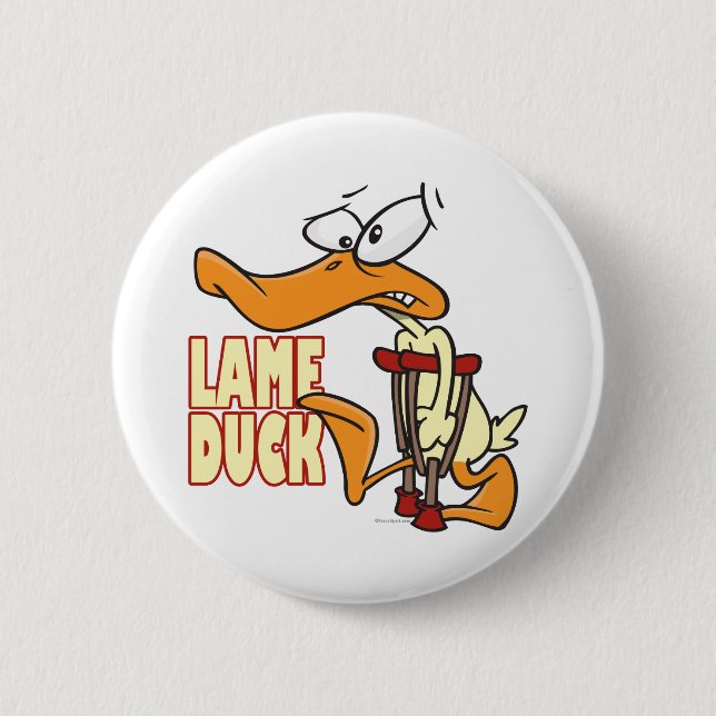 funny lame duck cartoon 6 cm round badge (Front)