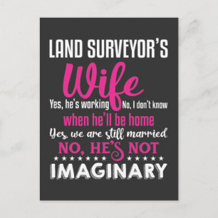 Funny Land Surveyor Wife Husband Couple Wedding Postcard