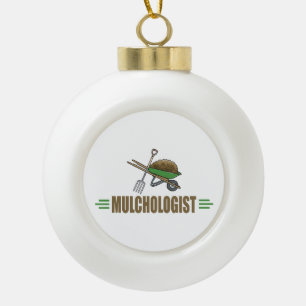 Funny Landscaper Ceramic Ball Christmas Ornament