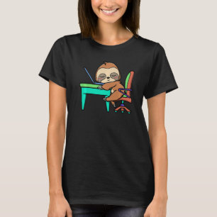 Funny Laptop Home Office Work Sloth Homeworking Jo T-Shirt