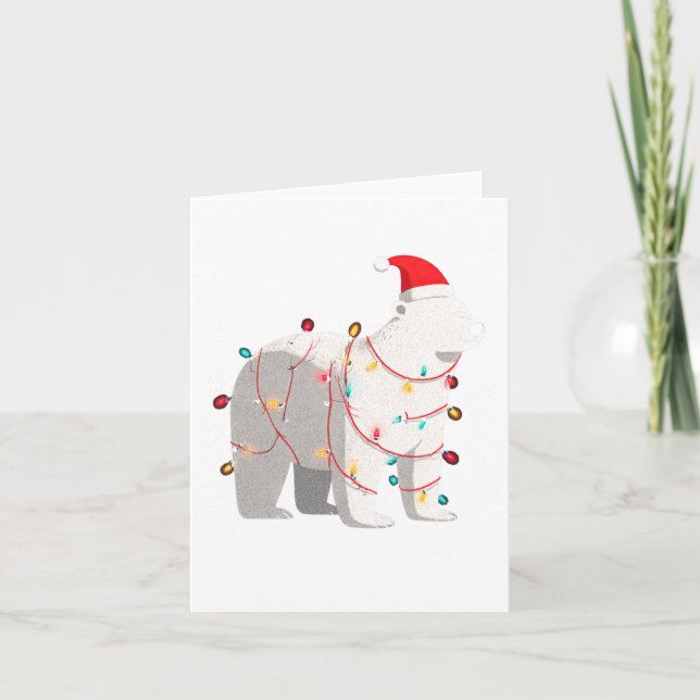 Funny Lar Bear Christmas Graphics Animal Lights Lo Card (Front)