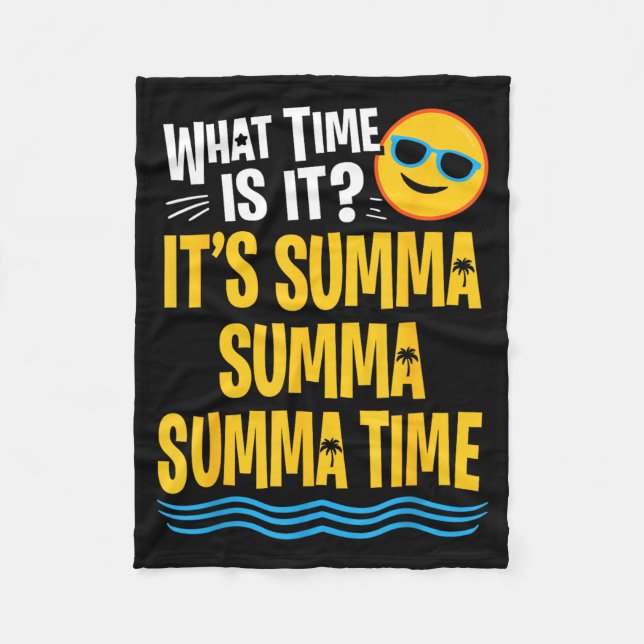 Funny Last Day of School Summer Time Palm Tree Fleece Blanket (Front)