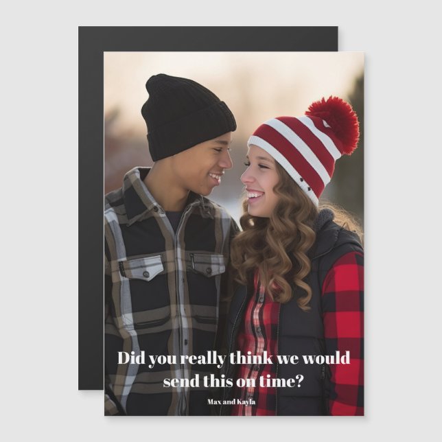 Funny Late Christmas Family Photo Belated Magnet (Front/Back)