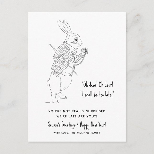 Funny Late Photo Happy New Year  Holiday Postcard (Front)