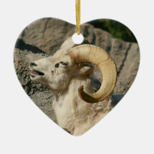 Funny Laughing Bighorn Sheep Ceramic Tree Decoration