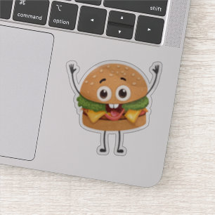 Funny Laughing Burger Vinyl Sticker Cute 3D Food