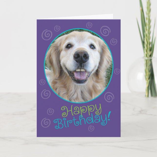 Funny Laughing Golden Retriever Birthday Card (Front)