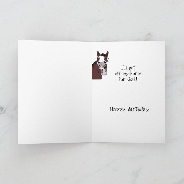 Funny Laughing Horse Birthday Humour Card (Inside)