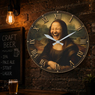 Funny Laughing Mona Lisa Hilarious Renaissance Art Large Clock