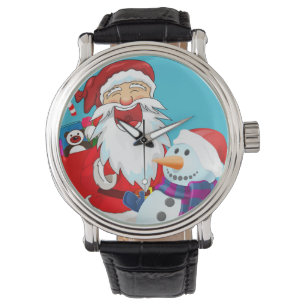 Funny Laughing Santa Claus and Snowman Christmas Watch