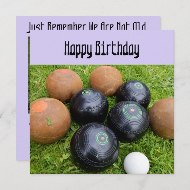 Funny Lavender Lawn Bowls, Flat Birthday Card (Front/Back)