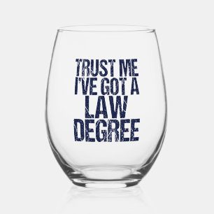 Funny Law School Graduation Lawyer Stemless Wine Glass