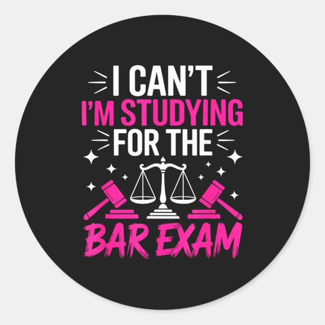 Funny Law School Student Gift - Can't Studying For Classic Round Sticker (Front)