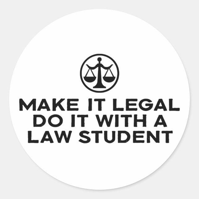 Funny Law Student Classic Round Sticker (Front)