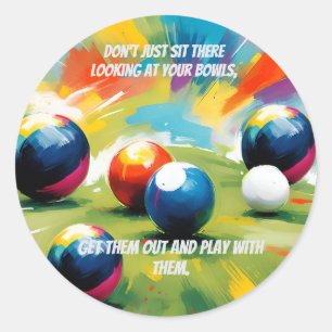 Funny Lawn Bowls Colour Splash,  Classic Round Sticker