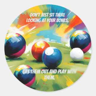 Funny Lawn Bowls Colour Splash,  Classic Round Sticker
