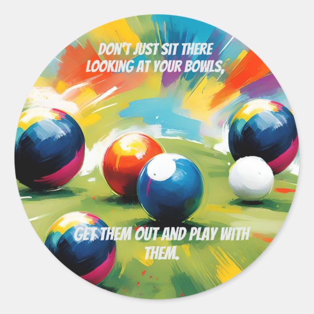 Funny Lawn Bowls Colour Splash,  Classic Round Sticker (Front)
