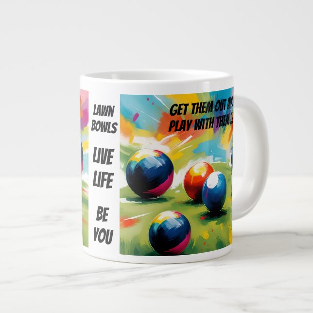 Funny Lawn Bowls Colour Splash,  Large Coffee Mug (Front Right)