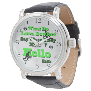 Funny Lawn Bowls Greeting, Mens Wrist Watch