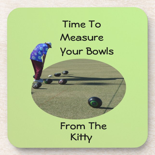 Funny Lawn Bowls Measuring Time, Coasters (Front)