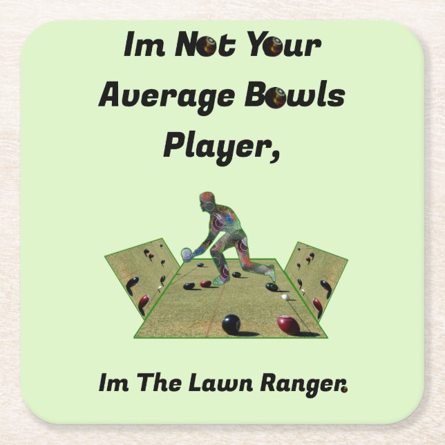 Funny Lawn Bowls Ranger,  Square Paper Coaster (Front)