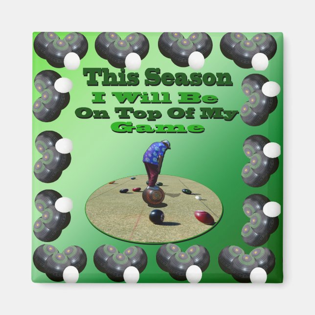 Funny Lawn Bowls, Square Framed Magnet (Front)