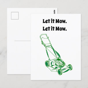 Funny Lawn Mower Cartoon – Let It Mow Design Postcard