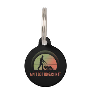 Funny Lawn Mower Quote Vintage Retro Sunset Design Pet Tag