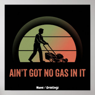 Funny Lawn Mower Quote Vintage Retro Sunset Design Poster