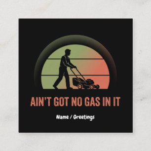 Funny Lawn Mower Quote Vintage Retro Sunset Design Square Business Card